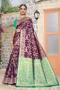 Vibrant Sky Blue Banarasi Silk Saree with Golden Zari