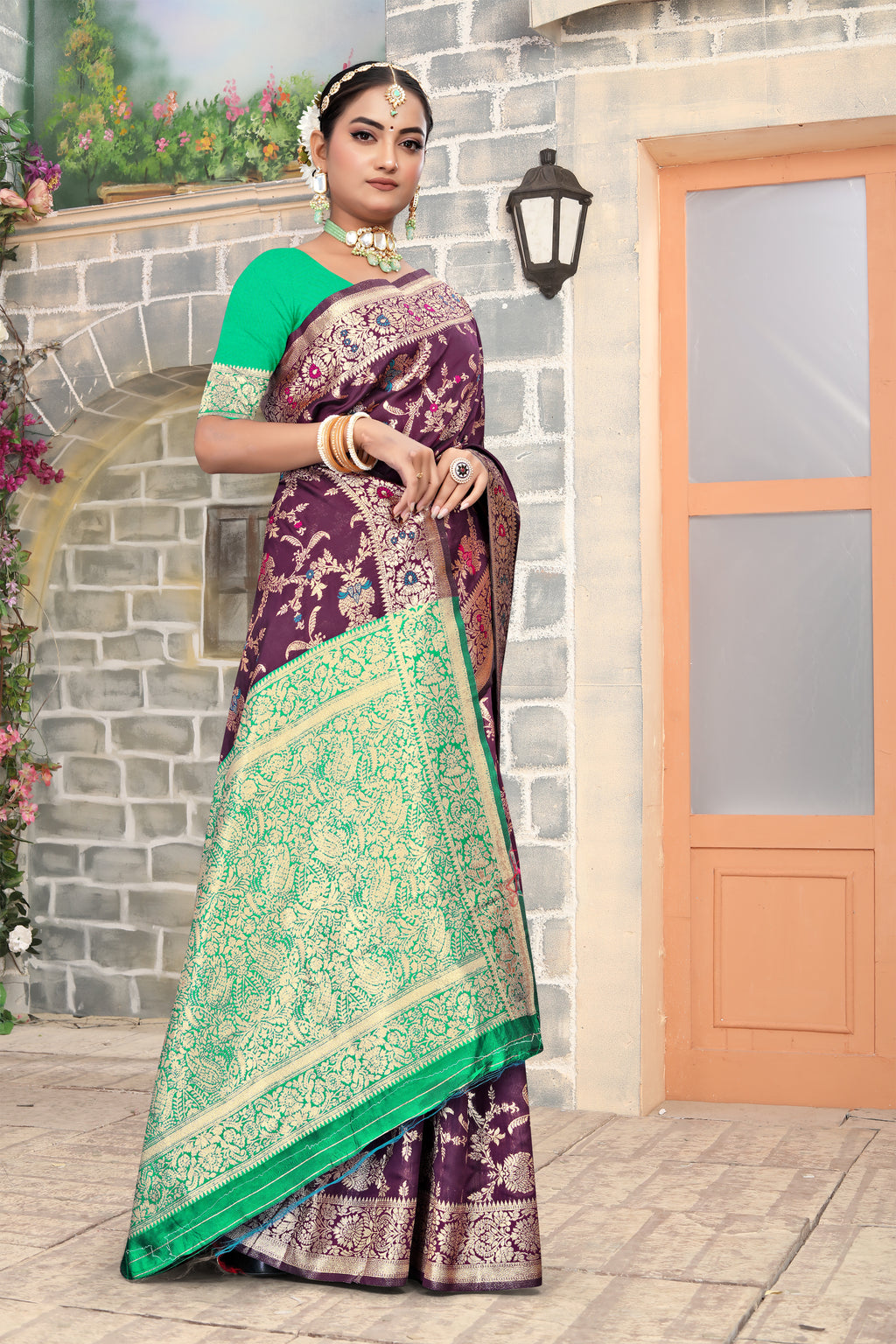 Vibrant Sky Blue Banarasi Silk Saree with Golden Zari