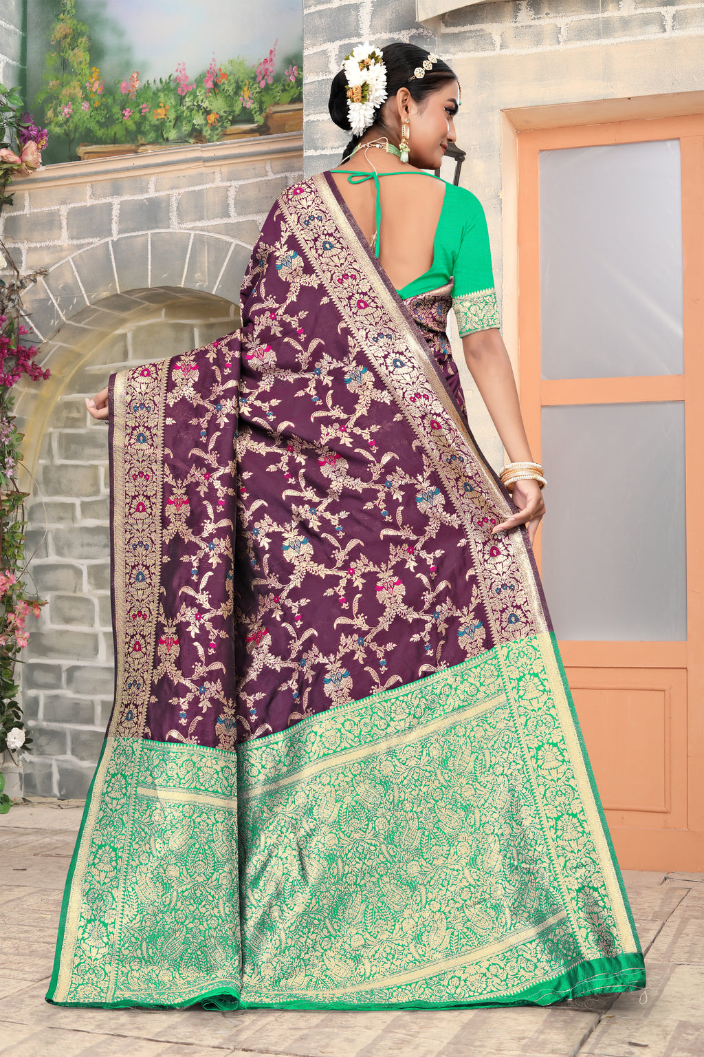 Vibrant Sky Blue Banarasi Silk Saree with Golden Zari