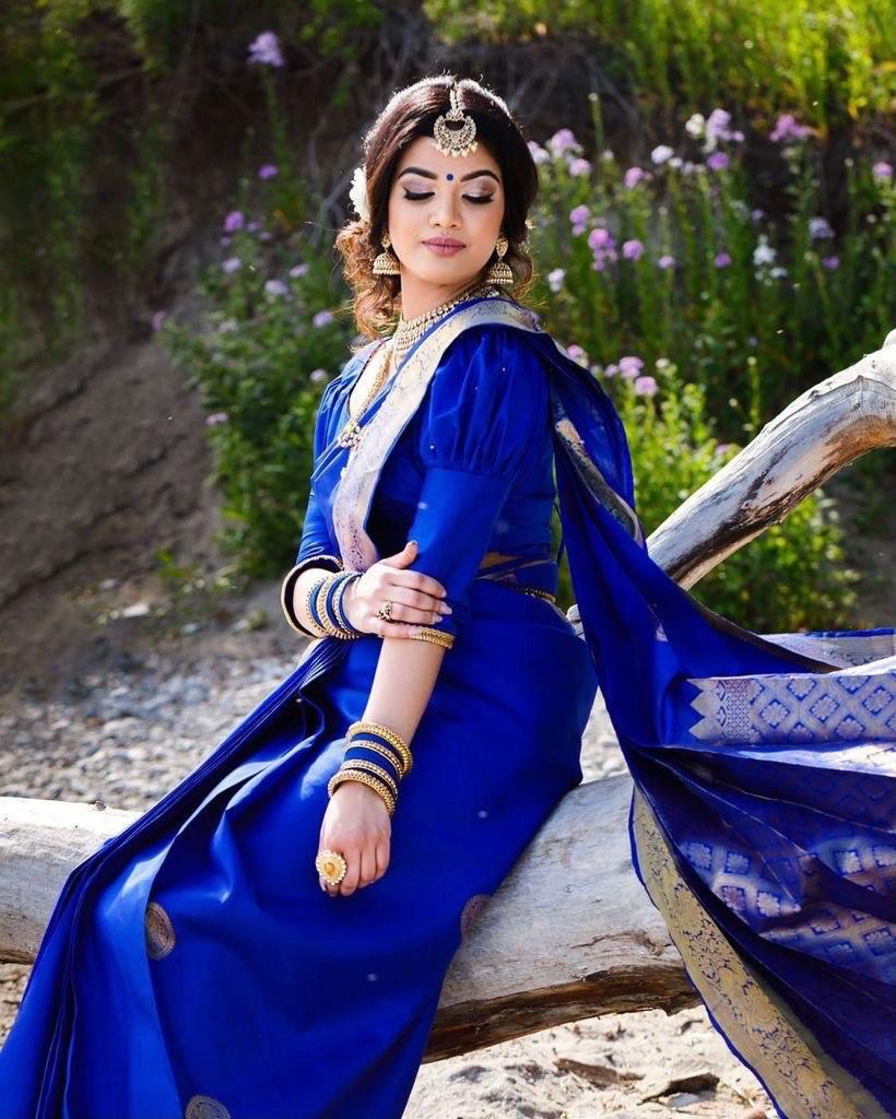 Royal Blue Banarasi Silk Saree with Luxurious Golden Zari